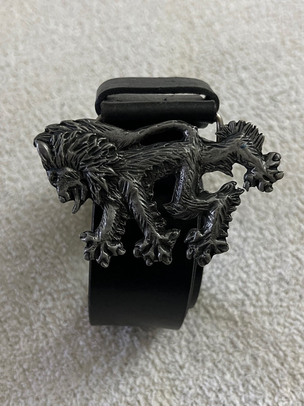 Vintage Pringle of Scotland Lion Belt Black Leather Made England 30